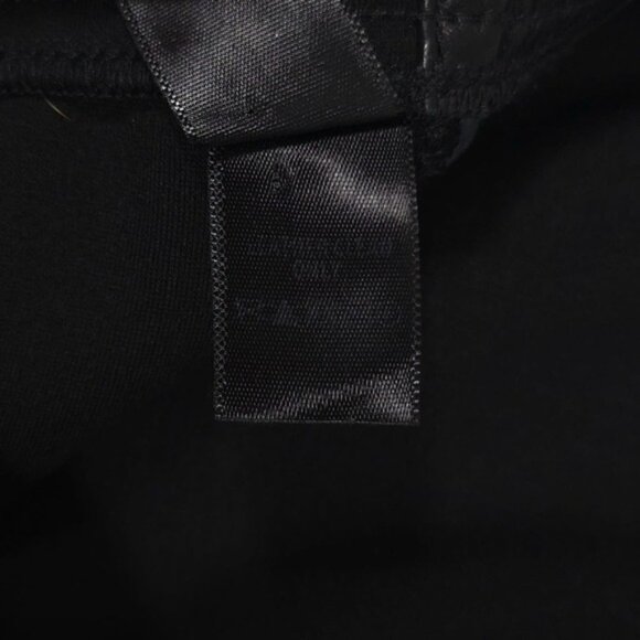 ST. JOHN Leggings Wool Blend Pants Black Side LEATHER Trim Santana Knit MEDIUM - Picture 9 of 9